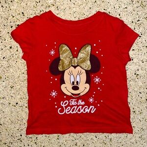 Old Navy Minnie Mouse Christmas/holiday red shirt size 18-24 months girls EUC